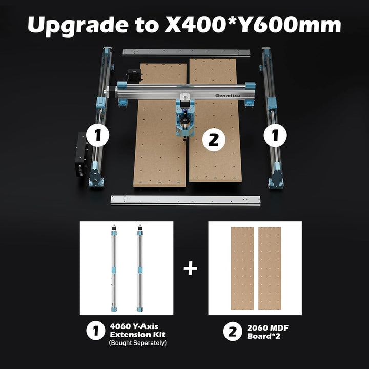 Genmitsu 4040PRO Y-axis Extended to 4060 MDF Kit, 2060 MDF Spoilboard 800 x 220 x 15mm 2060 MDF-Spoi