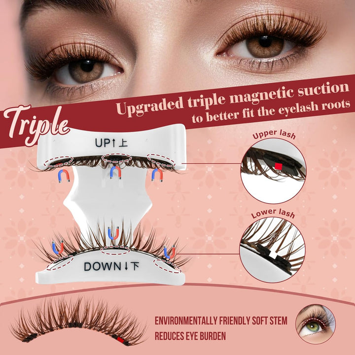 Higu clace Magnetische Wimpern,Magnet Wimpern Ohne Eyeliner,Magnetische Wimpern mit Applikator,Wimpe