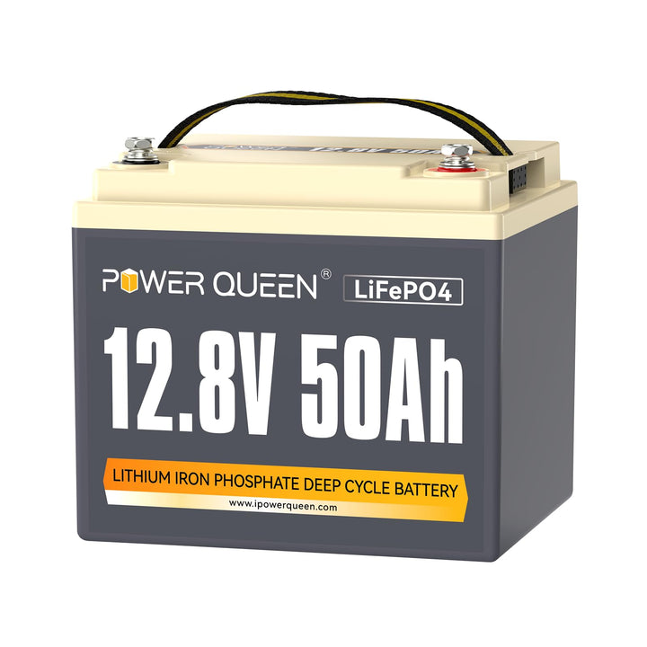 Power Queen LiFePO4 12V 50Ah Lithium Batterie, 640Wh, 4000-15000 Zyklen, 10 Jahre Lebensdauer, Ersat