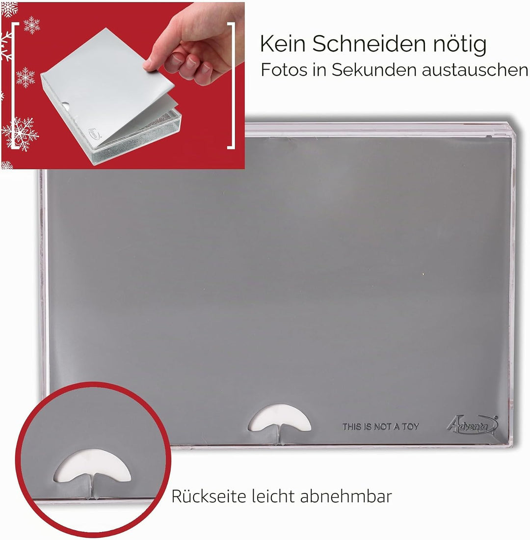 Adventa Glitzer-Bilderrahmen, klares Acryl, 4 x 6 cm, ideales personalisiertes Geschenk oder Heimdek