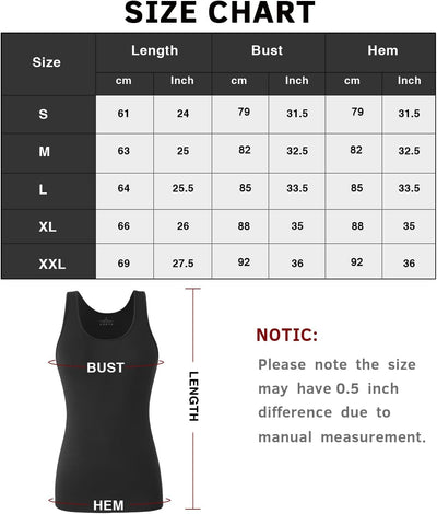 vislivin Elastische Tank Tops für Damen Unterhemden 3/4er Pack, M 4er Pack - Schwarz/Dunkelblau/Grau