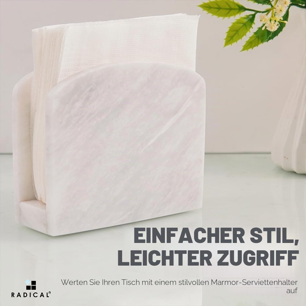 RADICALn Serviettenhalter, weiss, handgefertigt aus Marmor — einfacher, moderner Papierhandtuchhalte
