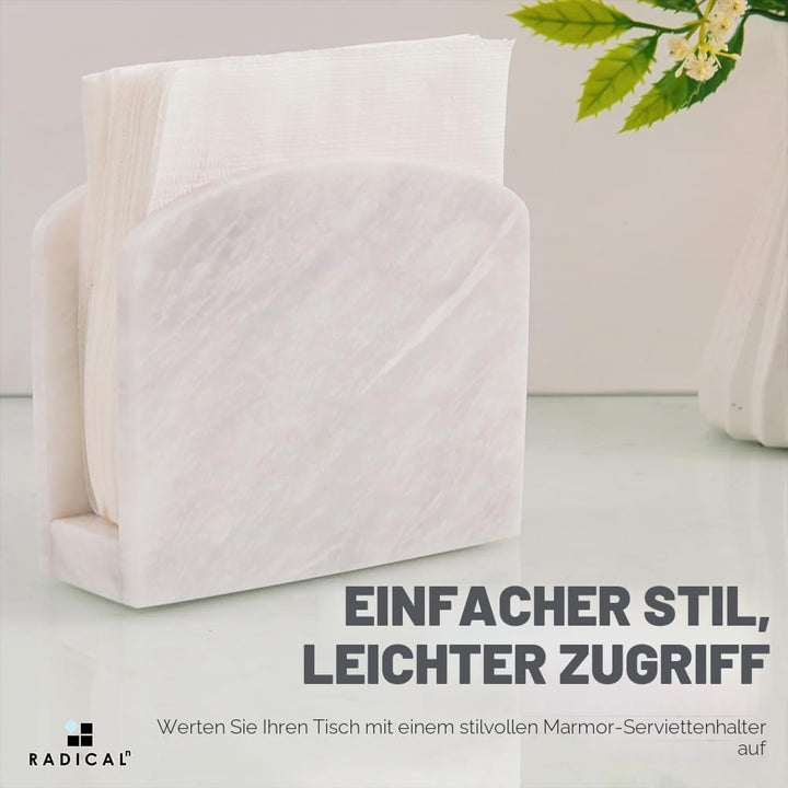 RADICALn Serviettenhalter, weiss, handgefertigt aus Marmor — einfacher, moderner Papierhandtuchhalte