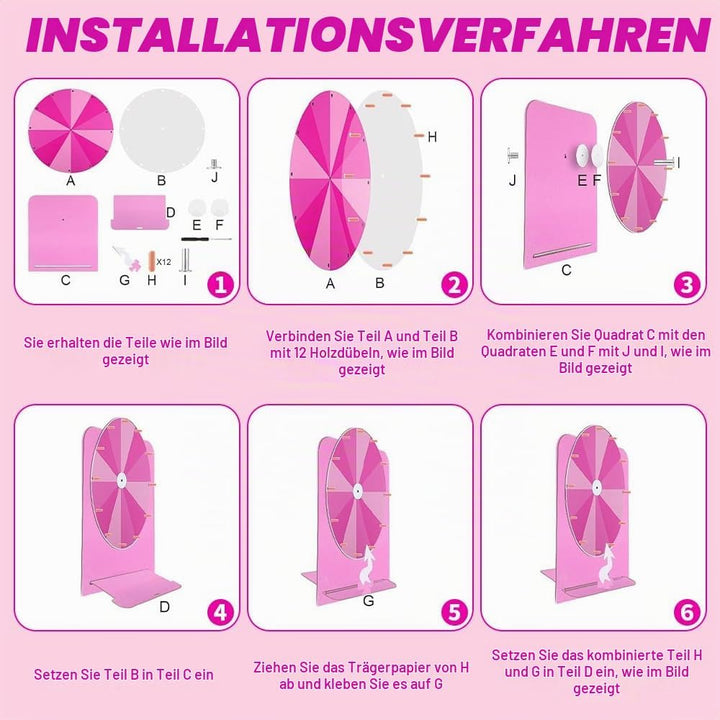 Glücksrad zum Drehen, 29 cm Hölzernes Glücksrad, 12 Slots Glücksrad Zum Selbstgestalten, Spinnings P