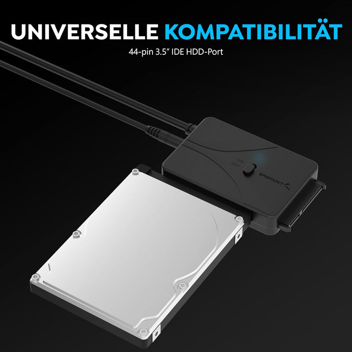 SABRENT USB Typ C zu SSD SATA IDE 2,5 / 3,5 / 5,25 Zoll Festplattenkonverter (USB-DS12) USB auf SSD