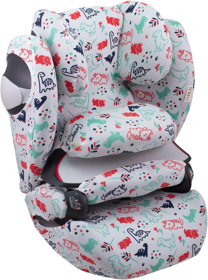 JYOKO Kids Bezug für Autositz kompatibel mit Cybex Pallas M (Dino Party), Dino Party