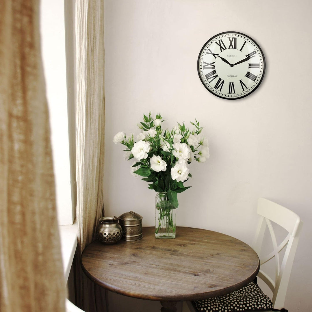 NeXtime Wanduhr Dia. 40cm - Metall Amsterdam Stil Uhrwerk One Size Silberfarben, One Size Silberfarb