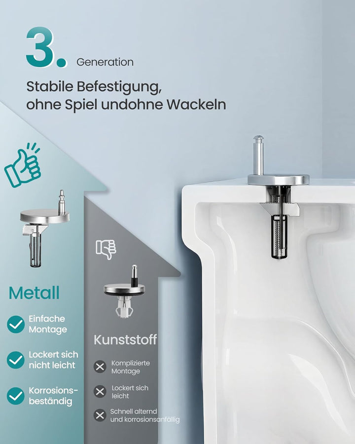 SONGMICS Toilettendeckel, kurze D-Form, WC-Sitz mit Absenkautomatik, Toilettensitz schnell abnehmbar