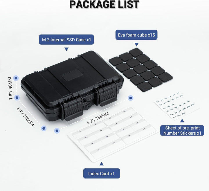 15 Slots M.2 2280/2260/2242/2240/2230 Speichergehäuse, Wasserdichtes und stossfestes M.2 SSD Case mi