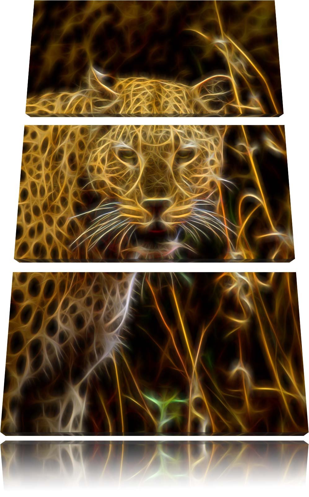Leopard beobachtet Umgebung NewArt 3-Teiler Leinwandbild 120x80 Bild auf Leinwand, XXL riesige Bilde
