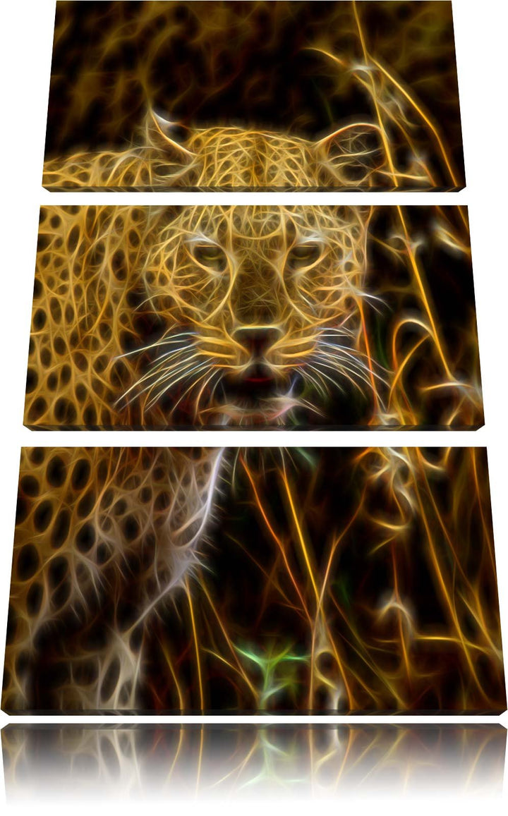 Leopard beobachtet Umgebung NewArt 3-Teiler Leinwandbild 120x80 Bild auf Leinwand, XXL riesige Bilde