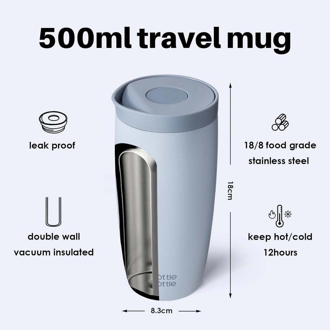 BOTTLE BOTTLE Thermobecher 500ml To Go – Premium Isolierbecher aus Edelstahl, auslaufsicher, BPA-fre