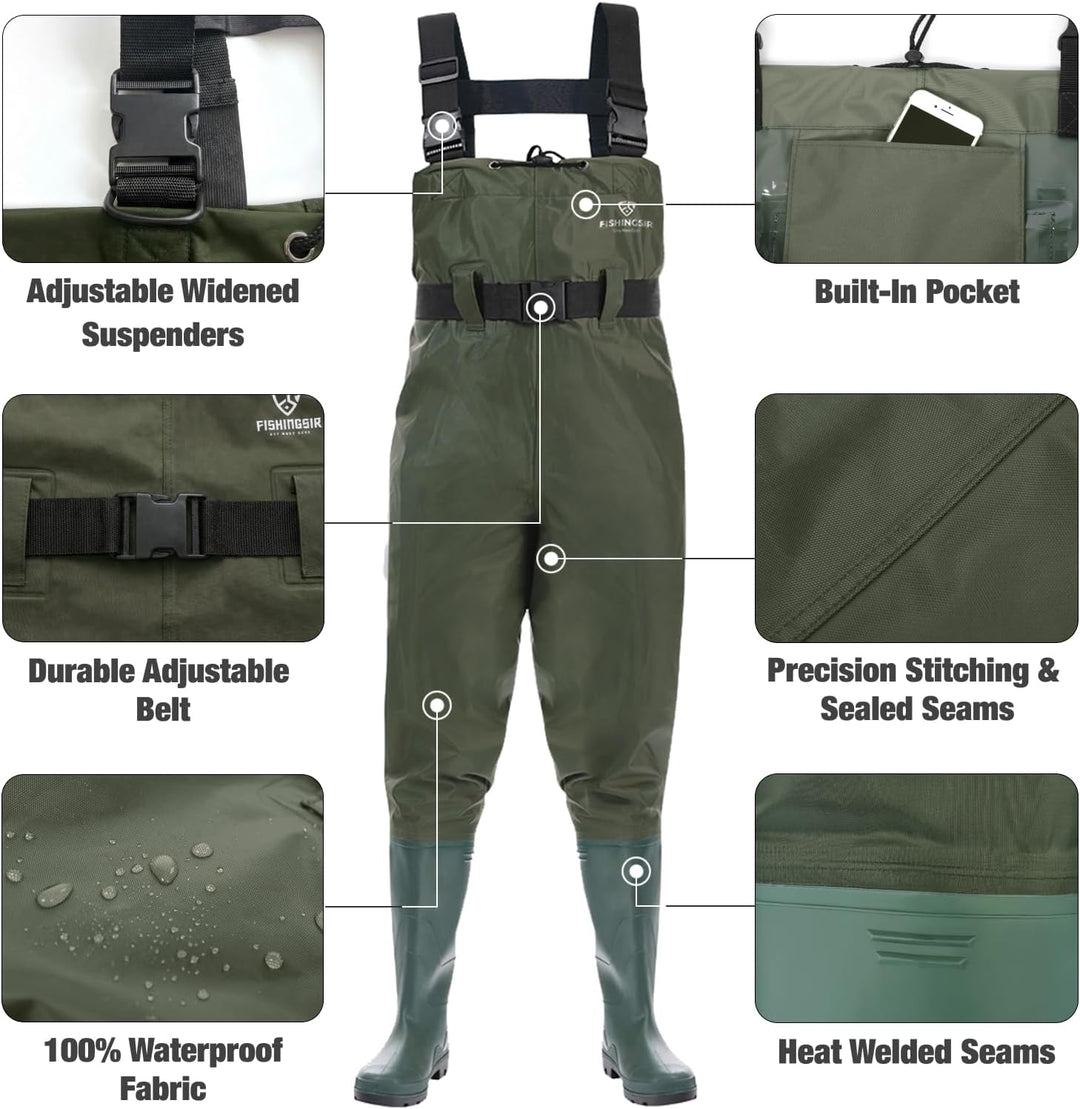 FISHINGSIR Waderbrown Waderwader Marrónbrown Wader angelstiefel Grün M07/W09, Gr&amp;