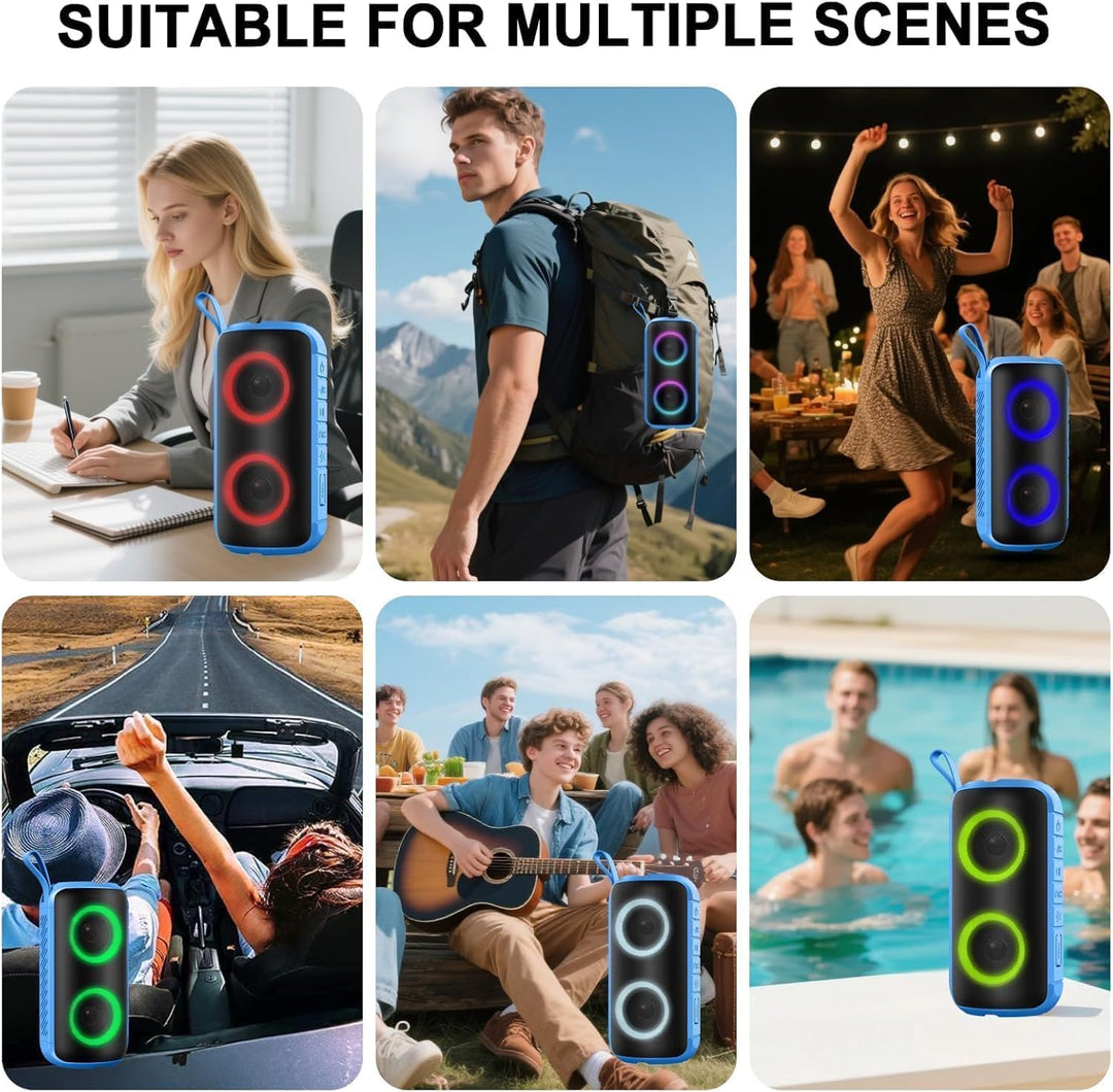 Hupoaf Bluetooth Lautsprecher mit Licht, 2026 Musikbox Tragbarer Bluetooth Box mit 52mm Durchmesser