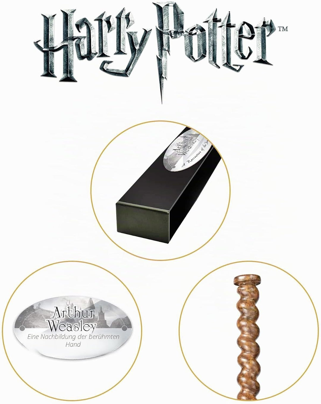 The Noble Collection - Arthur Weasley Character Wand - 16in (40cm) Wizarding World Wand with Name Ta