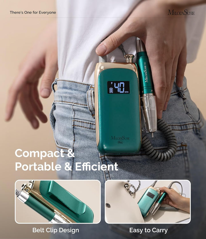 MelodySusie Professioneller elektrischer Nagelbohrer, wiederaufladbare Nagelfeilen für Acrylnägel, k