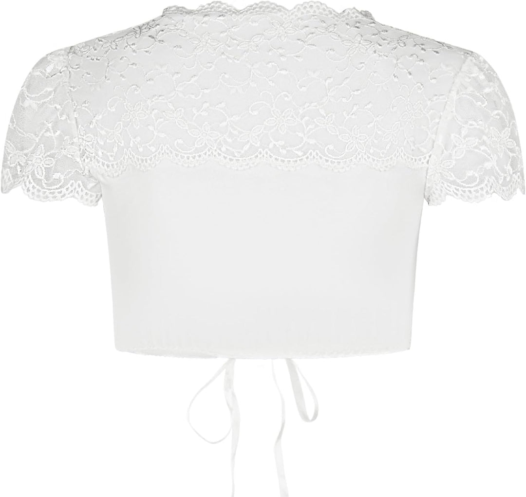 Nina von C. Spitzen Dirndlbluse Valeska Kurzarm 48462971 32 Weiss, 32 Weiß