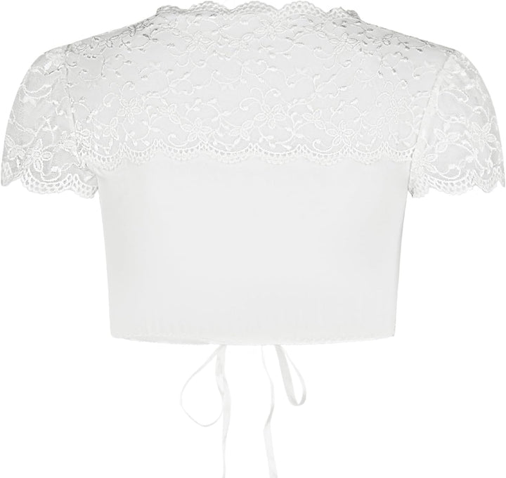 Nina von C. Spitzen Dirndlbluse Valeska Kurzarm 48462971 32 Weiss, 32 Weiß