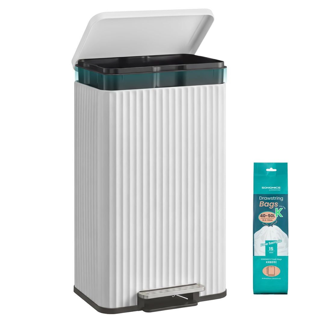 SONGMICS Mülleimer Küche, 50 Liter, Abfalleimer mit Pedal, Tretmülleimer mit Deckel, Softclose, Inne