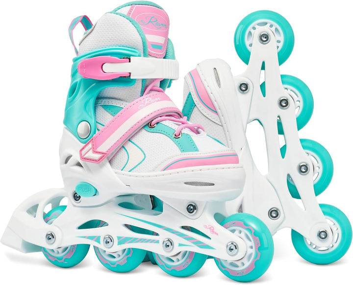 Kinder Inline Skates Inliner Raven Lia verstellbar mit LED Leuchtrad 34-37 (20,5-23,5cm) Raven Lia M