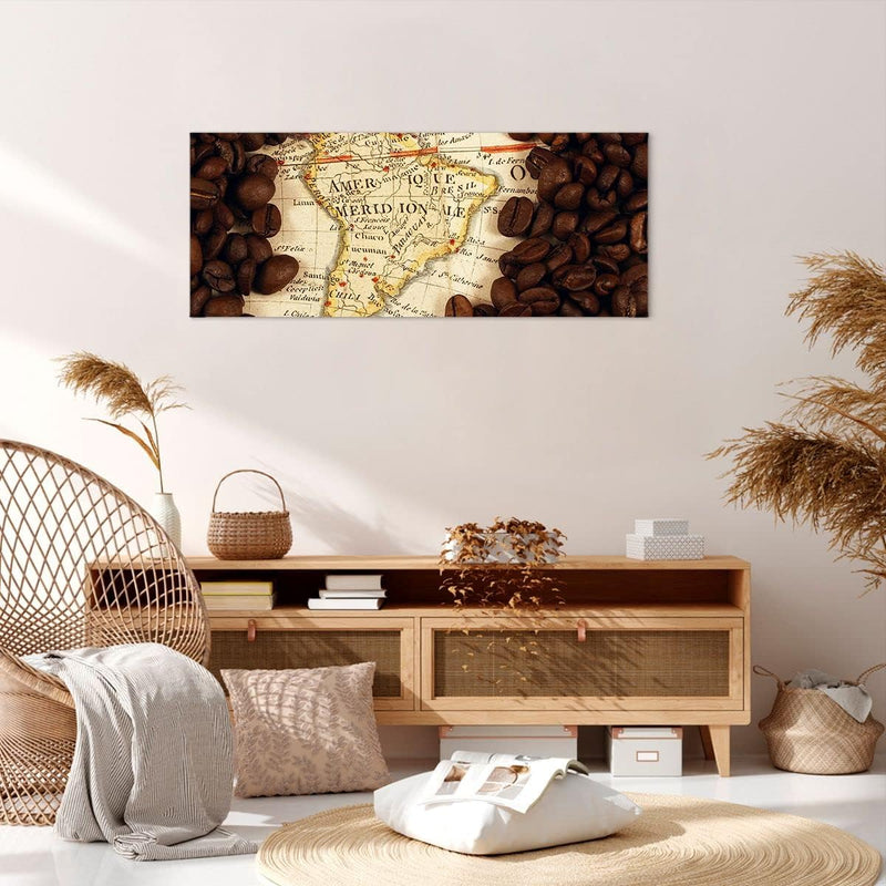 Wandbilder Dekoration Wohnzimmer Südamerika Samen Kaffee Panorama Bilder auf Leinwand 120x50cm Leinw