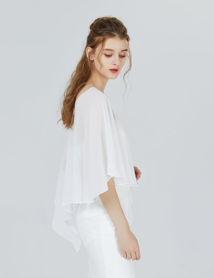 BEAUTELICATE Damen Chiffon Schal Stola Eleganten Cape Umhang für Braut Sommer Hochzeits Festliche Ab