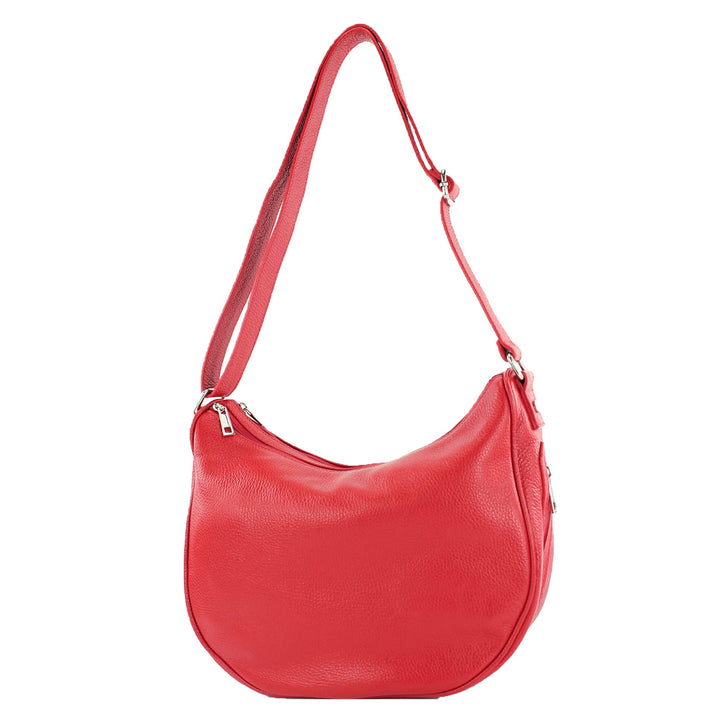 modamoda de - T222 - ital. Umhängetasche Schultertasche aus Leder Signalrot, Signalrot