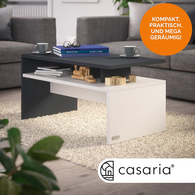 Casaria® Couchtisch Ablage Stauraum 92x51x48 cm Kratzfest Holz 50kg Belastbarkeit Modern Gross Wohnz