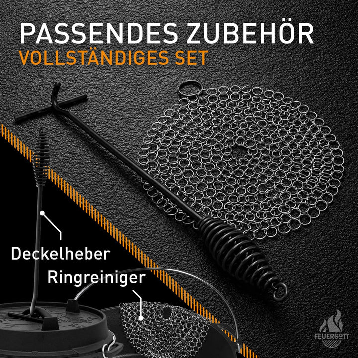 Dutch Oven 6,5L ohne Füsse – Grosser Gusseisen Topf für Herd, Induktion, Backofen, Braten, Brot, Gri