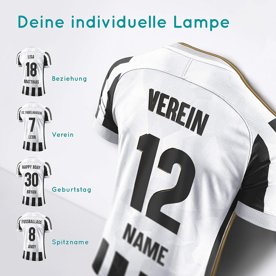 Elbeffekt Trikotlampe für Turin Fans aus Holz - personalisierbares Geschenk - schenke Dein individue