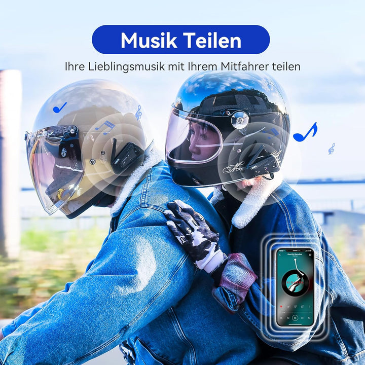 LEXIN MeshCom Motorrad Headset Mesh 3.0, Helm Kommunikationssystem, Motorradhelm Gegensprechanlage m