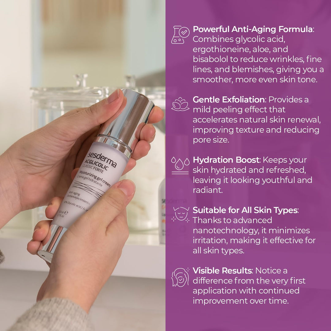 Sesderma | Acglicolic Classic Forte Feuchtigkeitsgel-Creme | Anzeichen von Lichtalterung | Aktive Su