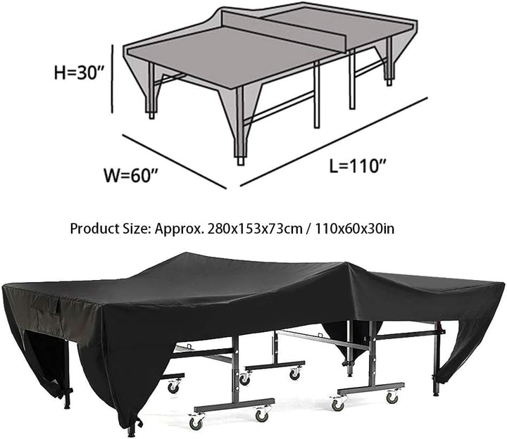 Hapivida Abdeckung für Tischtennisplatte, 280 x 153 x 73 cm Schwarz Wasserdicht Winddicht Tischtenni