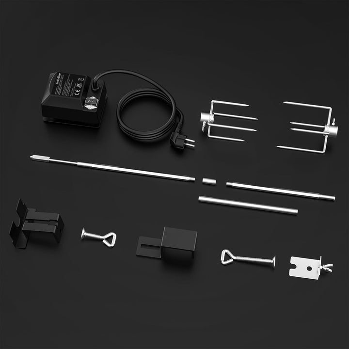 Onlyfire Grillspiess Set aus Edelstahl Drehspiess mit Elektromotor, Kompatibel für Large XLarge BGE,