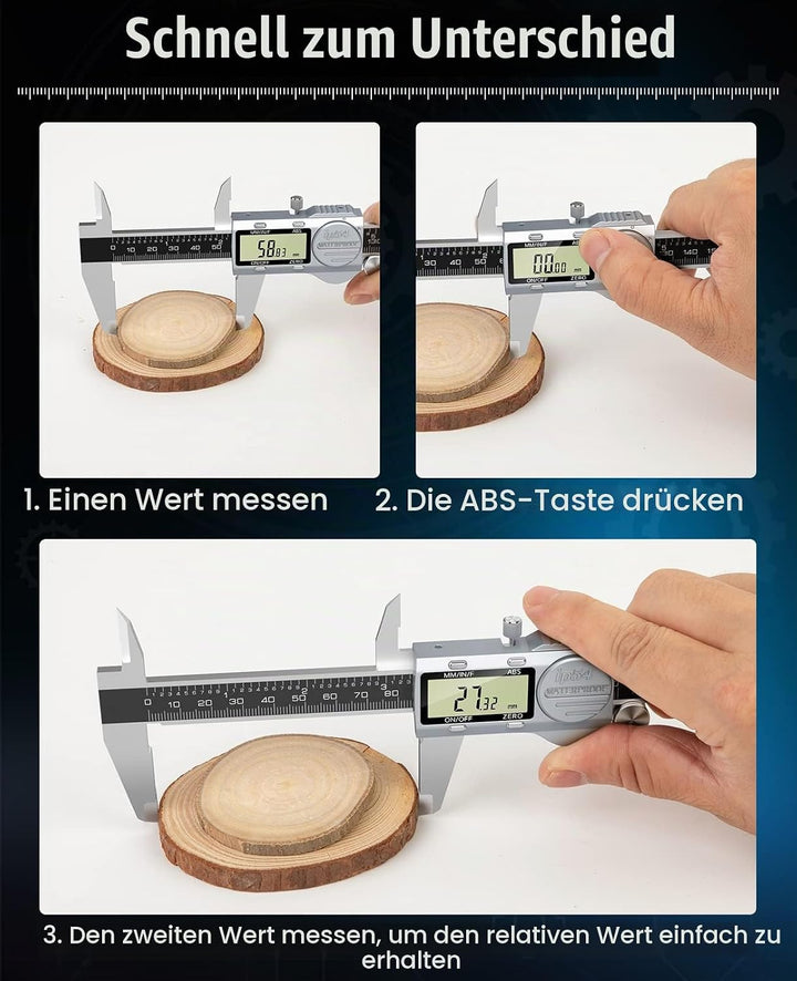 Housolution Messschieber Digital, Elektronische Schieblehre mit ABS-Funktion, 6-Zoll IP54 Wasserdich