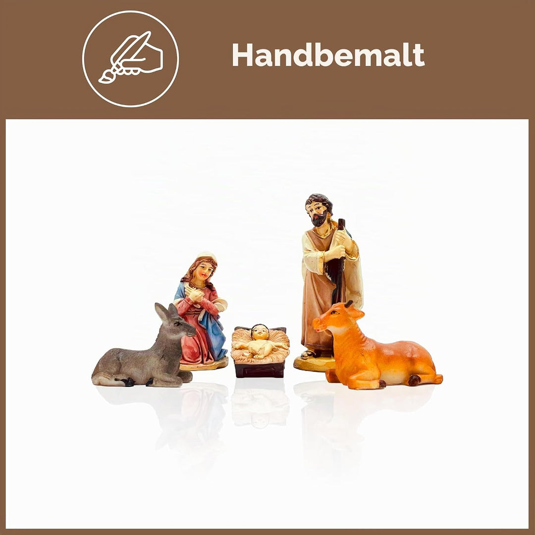 Gesar Krippenfiguren 3,5 cm 5 Stück - Set 5 Stück Krippe aus Kunstharz 3,5 cm - Krippenfiguren - Kri
