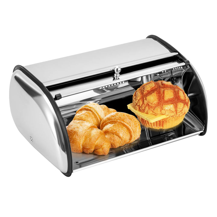 brotbox nachhaltiger brotkasten, edelstahlgehäuse metall-brotkästen, brotaufbewahrungsbehälter sicht
