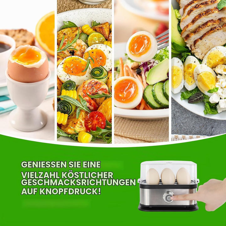 VINATO Eierkocher, bis zu 6 Eier (weich, mittel, hart, pochiert), Familiengrösse Egg Cooker, Leicht