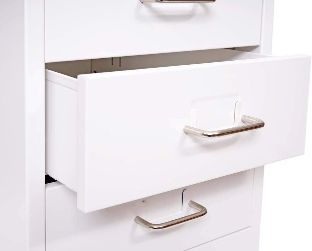 PROREGAL Rollcontainer Housten HxBxT 48x28x41cm 4 Schubladen Weiss Schubladenschrank Stahlschrank Bü