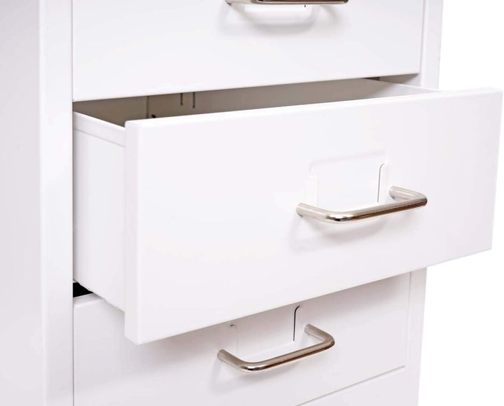 PROREGAL Rollcontainer Housten HxBxT 48x28x41cm 4 Schubladen Weiss Schubladenschrank Stahlschrank Bü