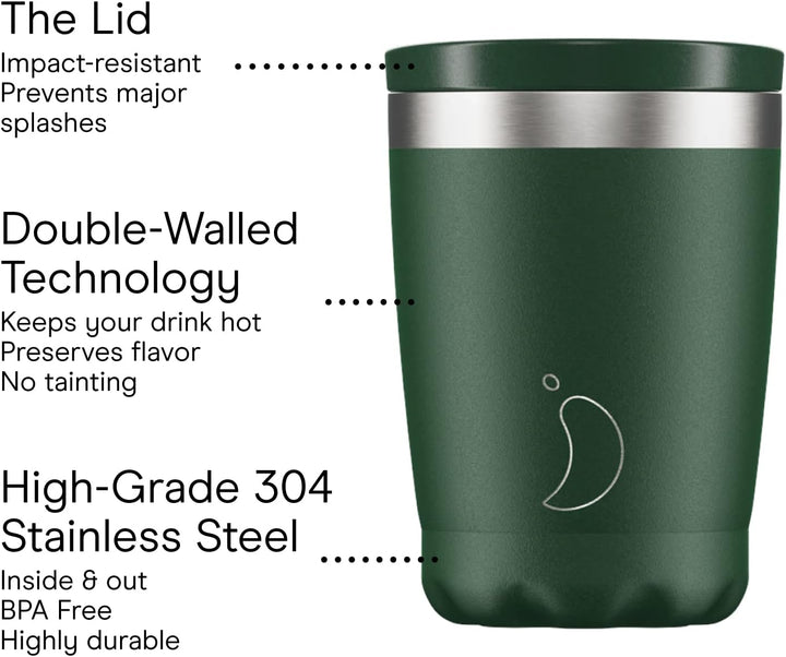 Chilly's Original Kaffeebecher - Reise-Thermo-Tasse für kalte und heisse Getränke - Mehrwegbecher mi