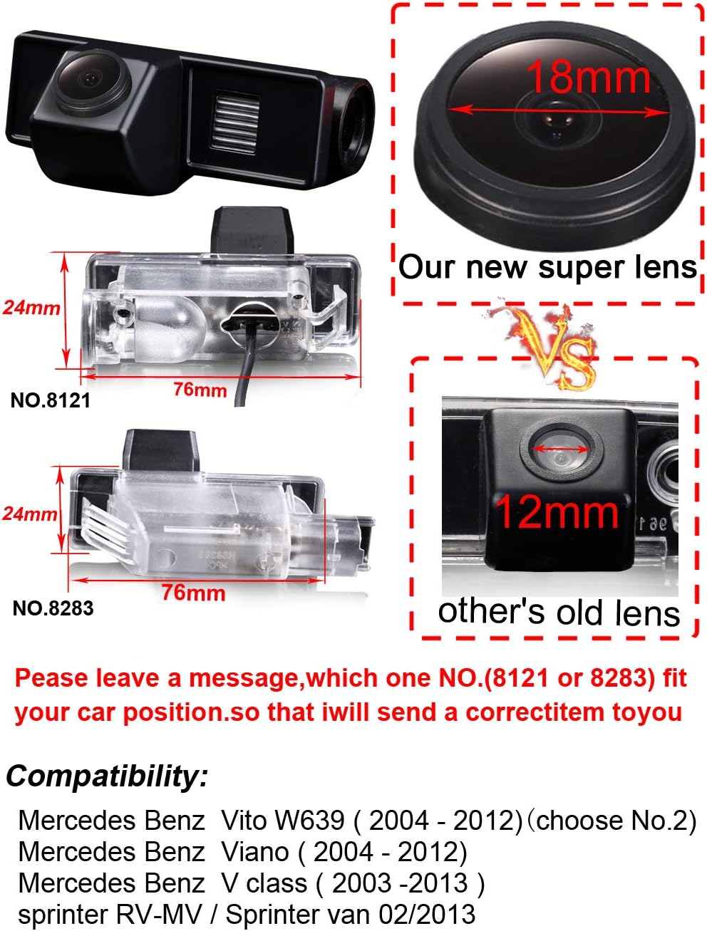 18 mm Lens Super HD Weitwinkel Einparkkamera Wasserdicht Nachtsicht Rückfahrkamera Ersatz für Merced