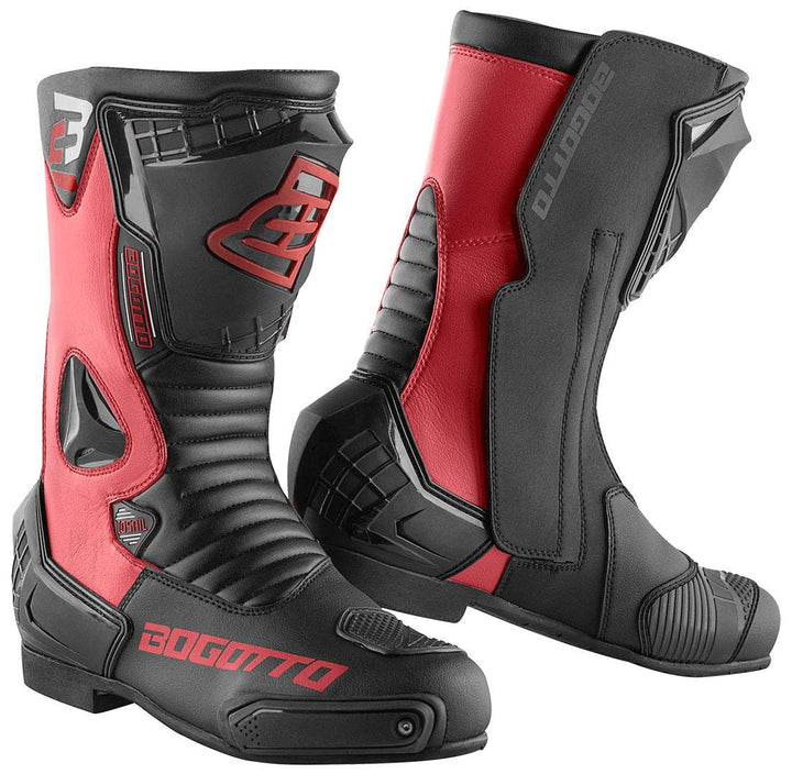 Bogotto Losail Motorradstiefel, schwarz/rot, 40 40 EU Schwarz Rot, 40 EU Schwarz Rot