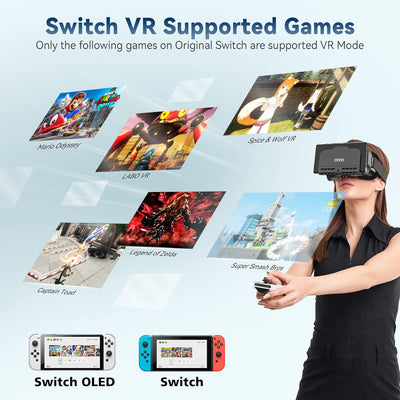 OIVO Switch VR Brille kompatibel mit Nintendo Switch/Switch OLED mit einstellbaren HD-Linsen, VR-Bri