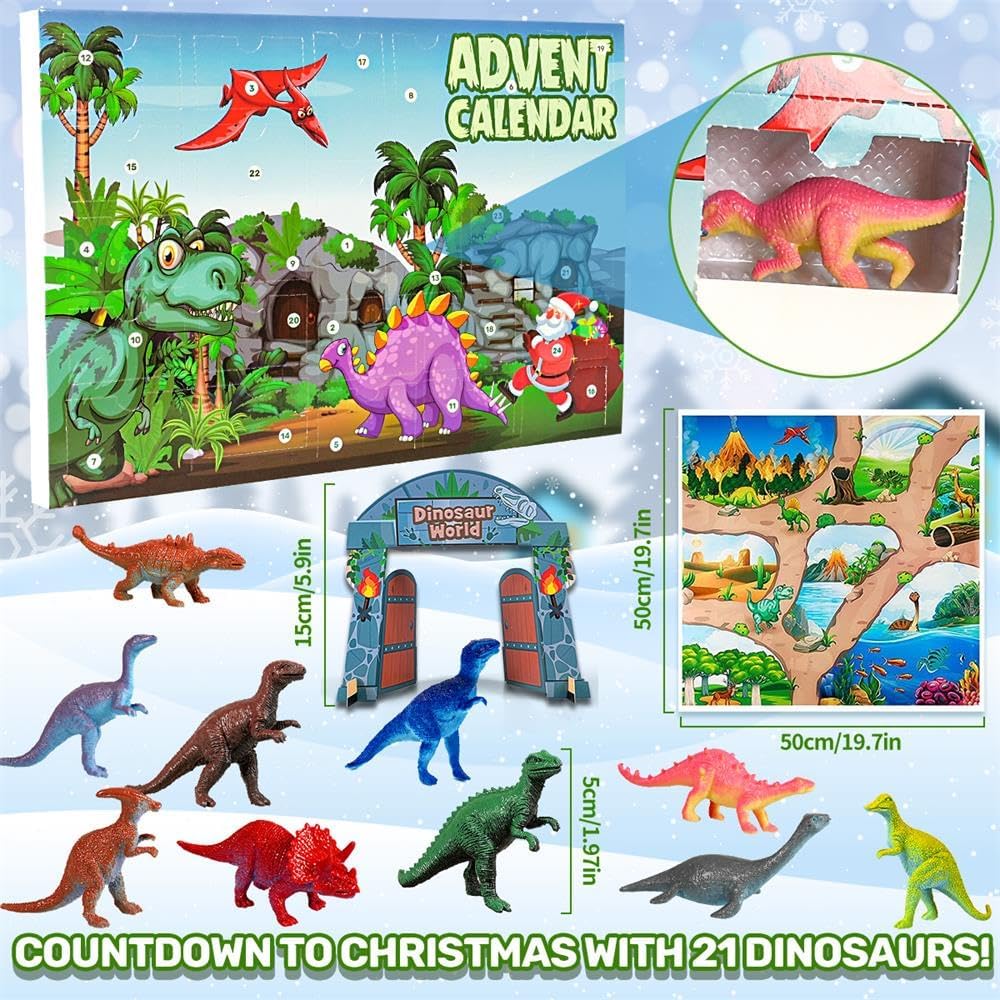 iZoeL Adventskalender 2025 Dinosaurier Kinder Jungen Dino Adventskalender 24 Dinosaurfiguren Füllung