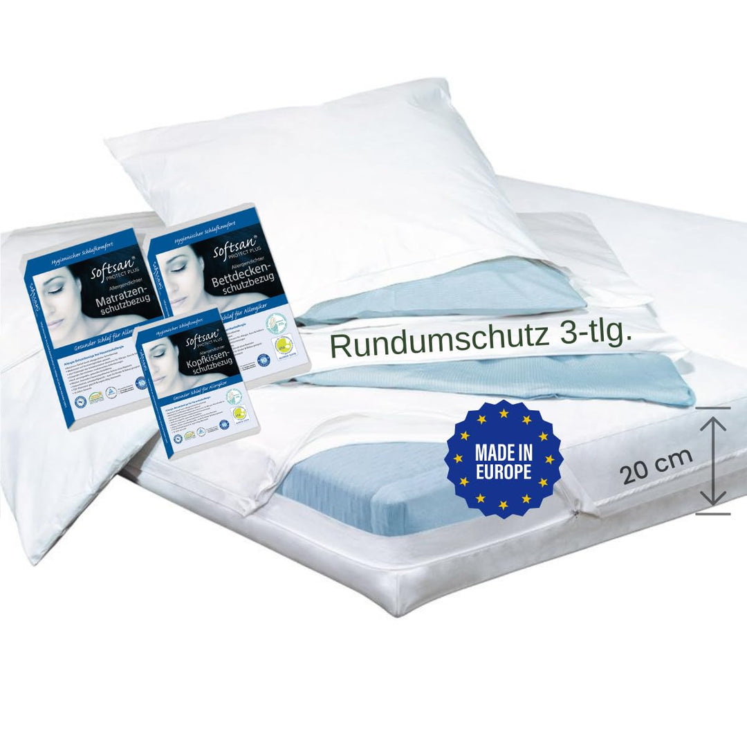 Softsan Protect Plus Allergiker Encasing Set 3-teilig: Kissenbezug 40x80 cm + Deckenbezug 135x200 cm