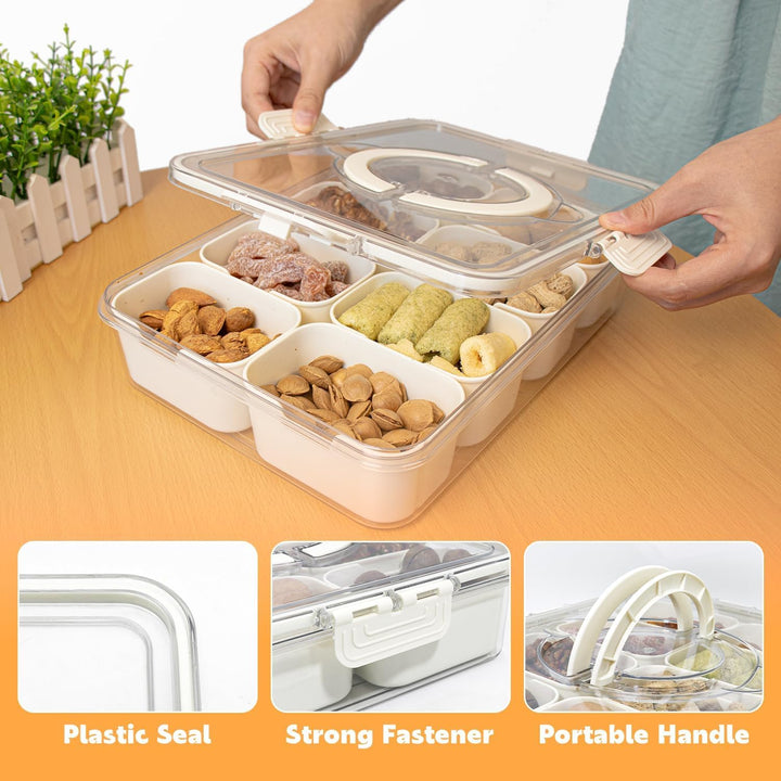 2 Stück Snackbox mit 8 Fächern,Tragbar Snackbox Organizer,Snackdose Organizer,Snack Aufbewahrungsbox
