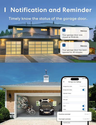 meross Smart Garagentoröffner funktioniert mit Apple HomeKit, Externe Antenne und bis zu 3 einzelne