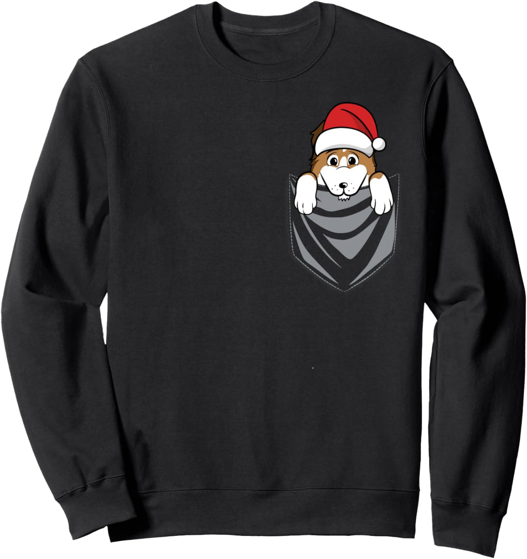 Pocket Graphic Shetland Sheepdog Weihnachten Hund Sweatshirt