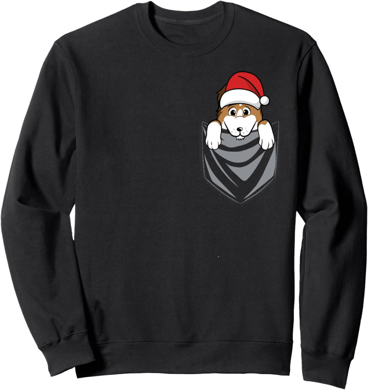 Pocket Graphic Shetland Sheepdog Weihnachten Hund Sweatshirt